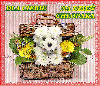 Piesek w koszyku na dzień chłopaka